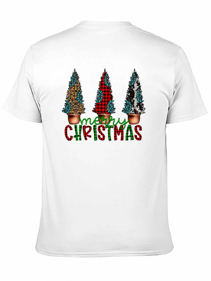 Camiseta Navideña con Estampado de Árboles