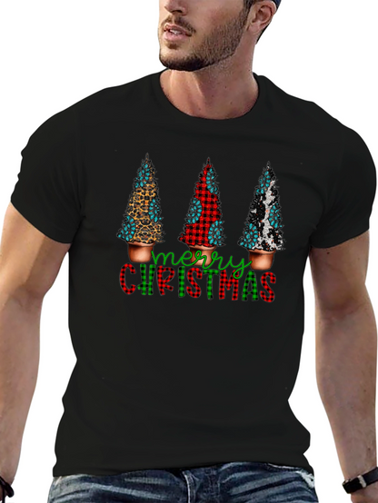Camiseta Navideña con Estampado de Árboles
