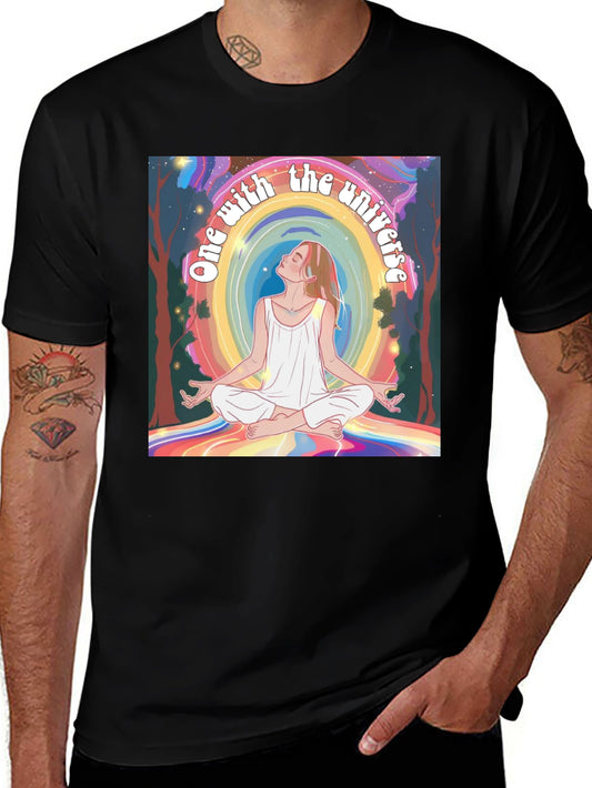 Camiseta Negra con Diseño de Meditación One with the Universe