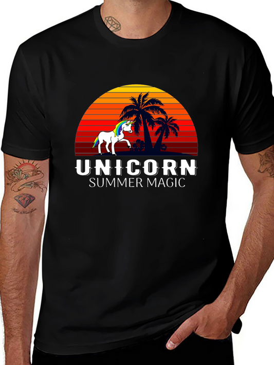 Camiseta Negra Unicornio Magia de Verano