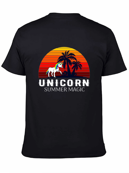 Camiseta Negra Unicornio Magia de Verano