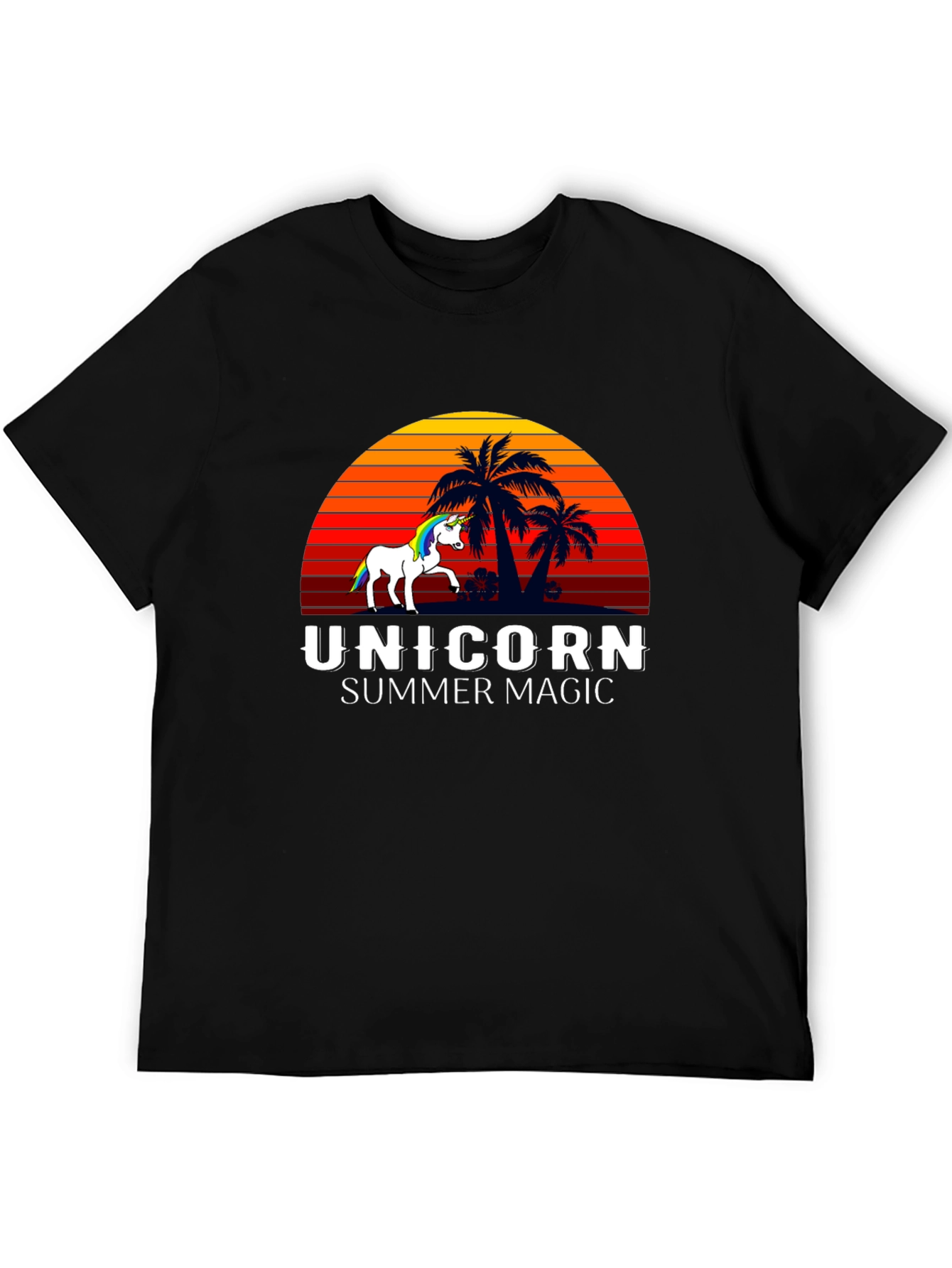 Camiseta Negra Unicornio Magia de Verano
