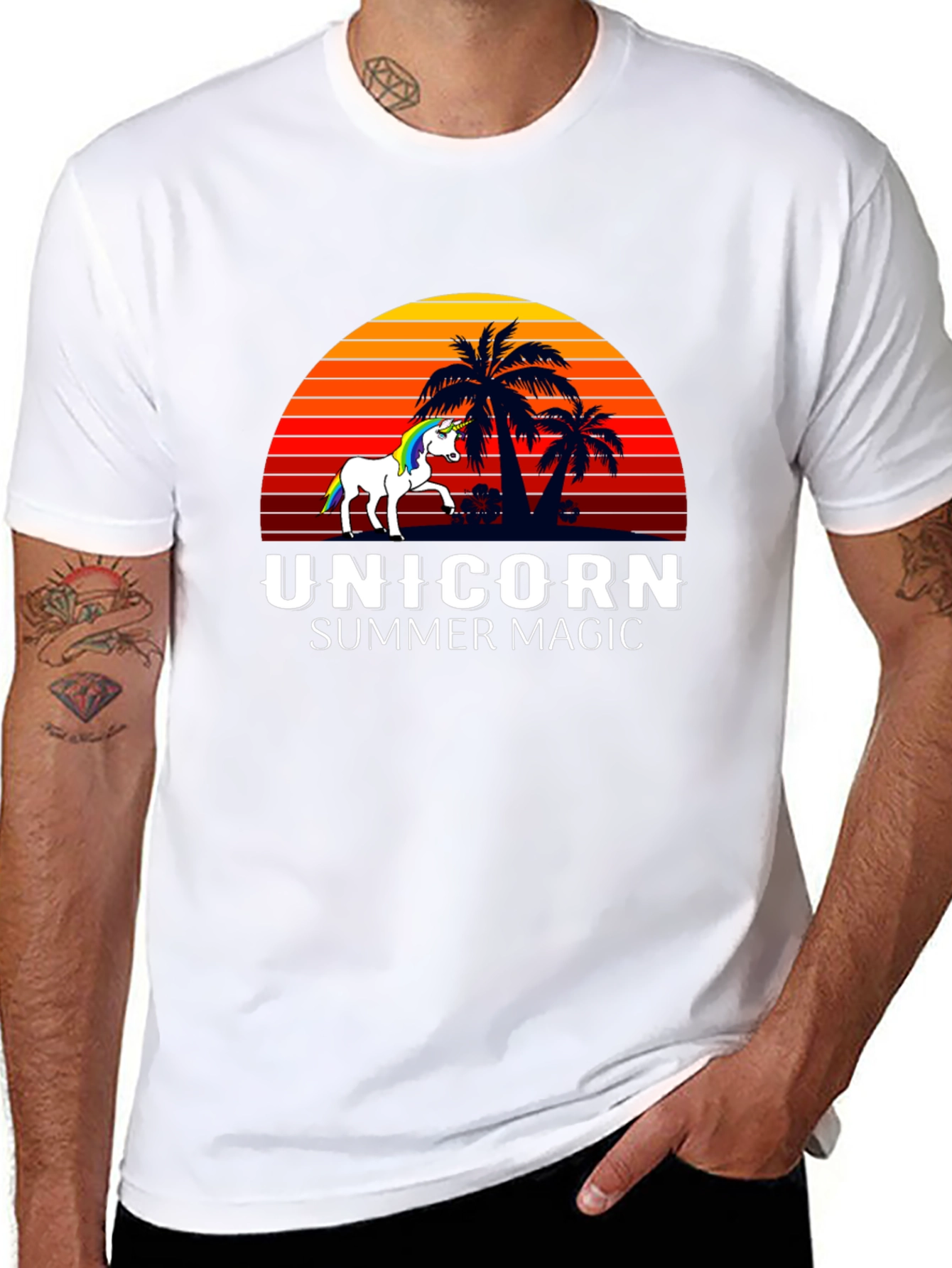 Camiseta Negra Unicornio Magia de Verano