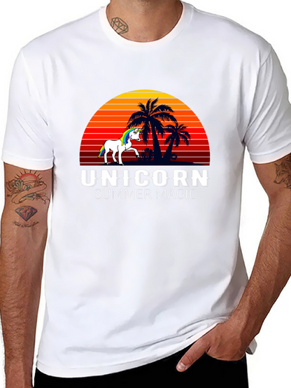Camiseta Negra Unicornio Magia de Verano