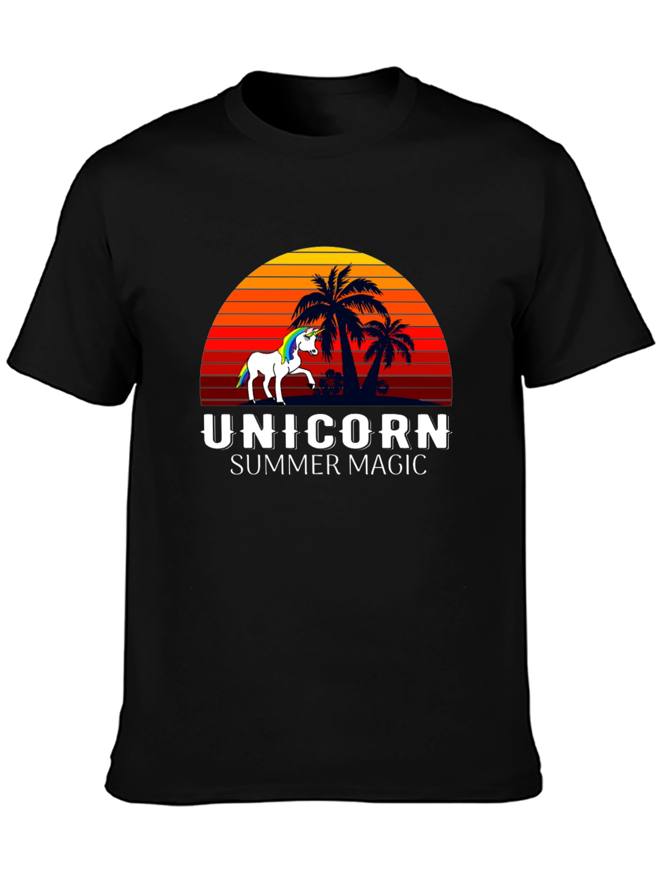 Camiseta Negra Unicornio Magia de Verano