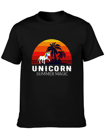 Camiseta Negra Unicornio Magia de Verano
