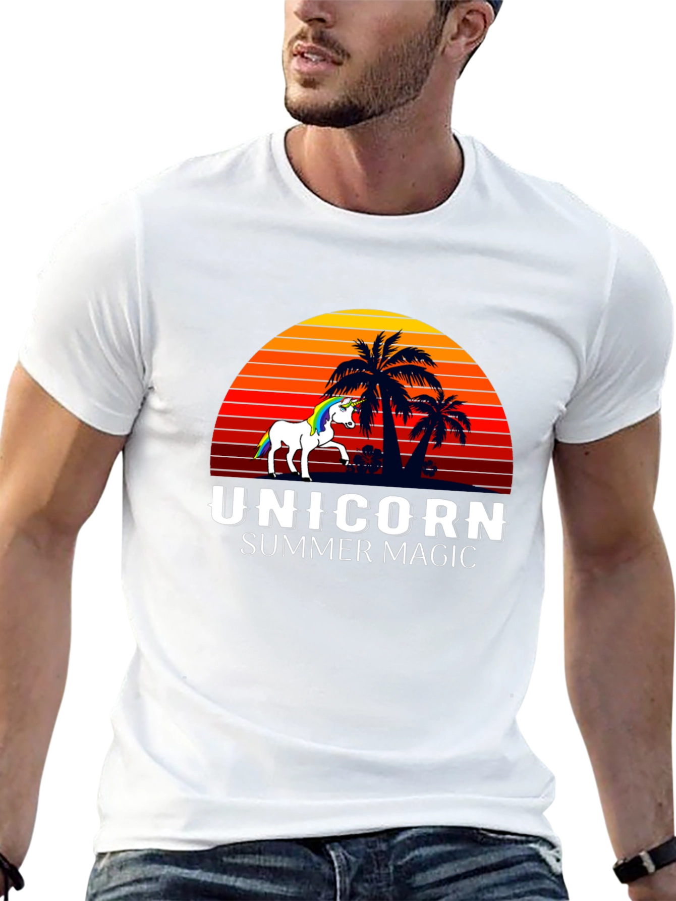 Camiseta Negra Unicornio Magia de Verano