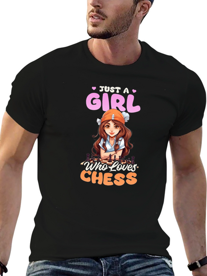 Camiseta Negra con Diseño de Ajedrez para Mujer