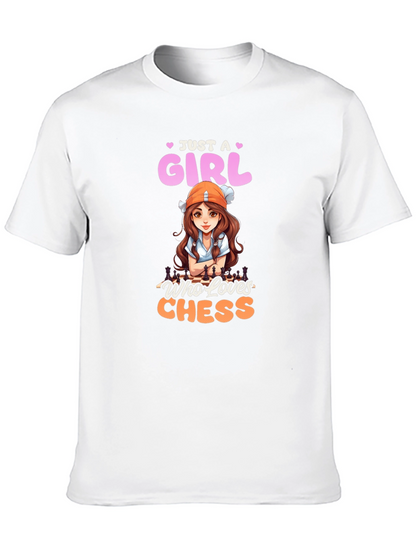 Camiseta Negra con Diseño de Ajedrez para Mujer