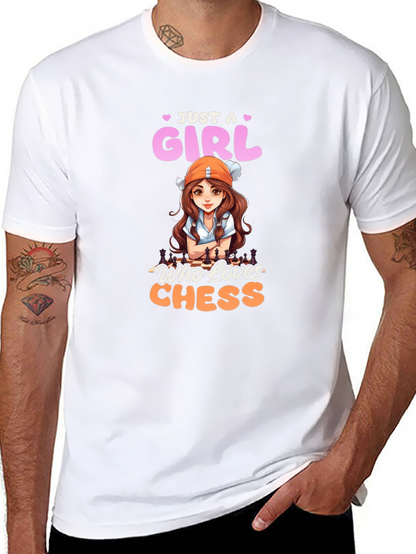 Camiseta Negra con Diseño de Ajedrez para Mujer