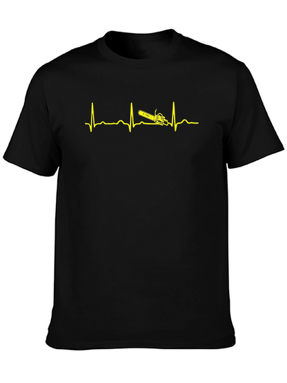 Camiseta Negra Ritmo Cardiaco Motosierra