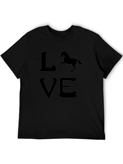 Camiseta Negra Love con Silueta de Caballo