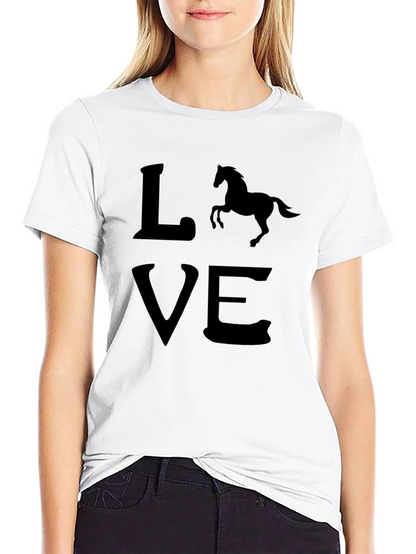 Camiseta Negra Love con Silueta de Caballo