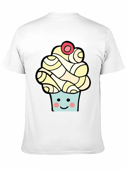 Camiseta Negra con Diseño de Cupcake Sonriente