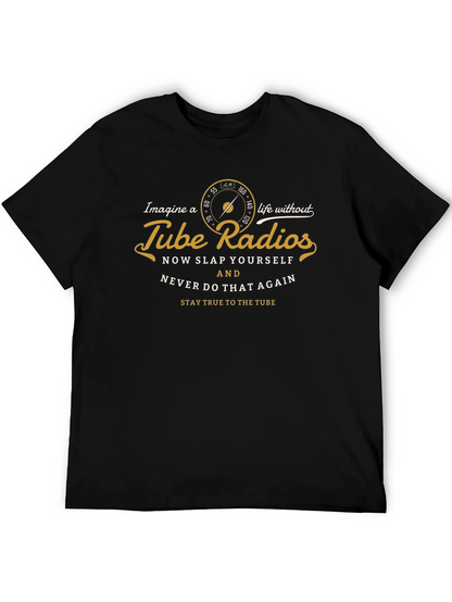 Camiseta Negra con Diseño de Radio a Tubo