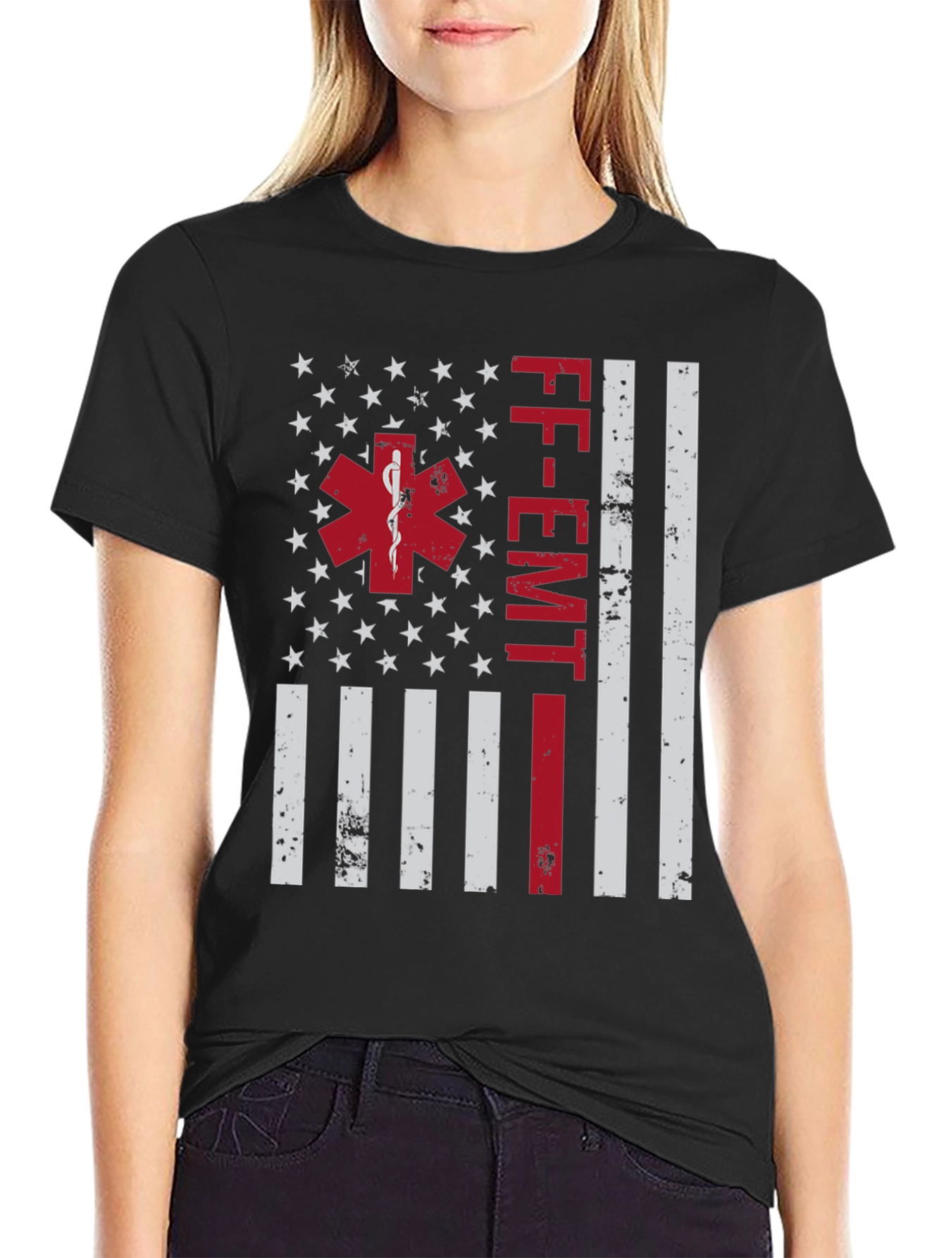 Camiseta FF-EMT con diseño de bandera americana