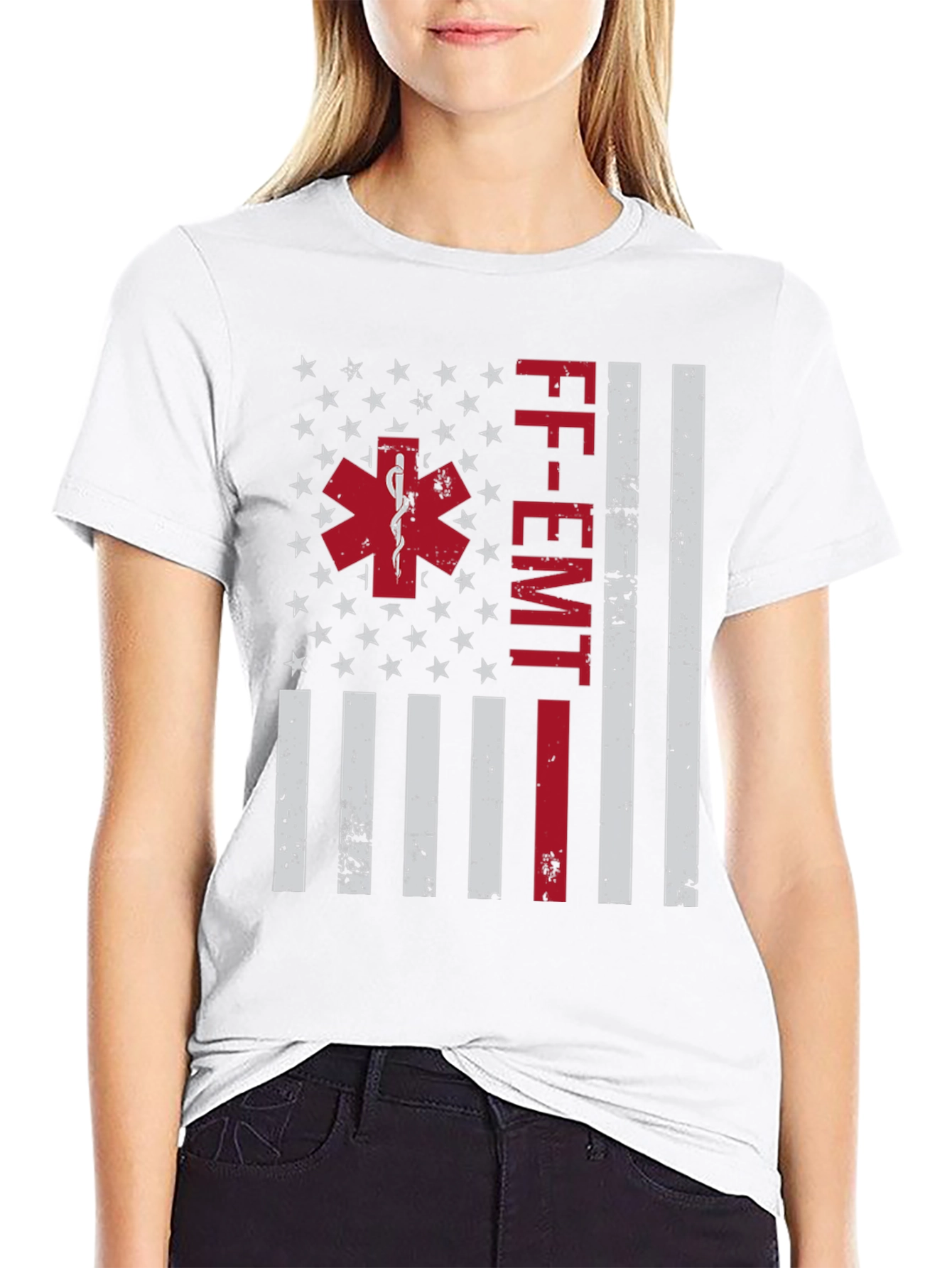 Camiseta FF-EMT con diseño de bandera americana
