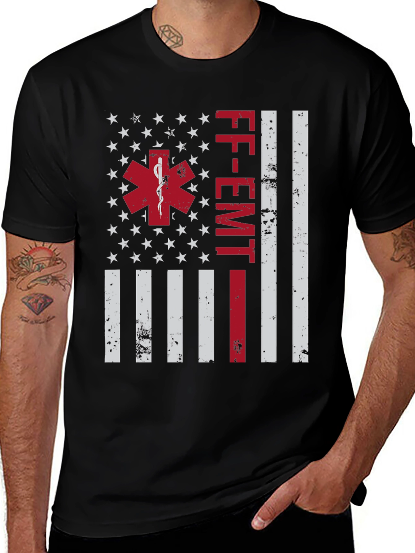 Camiseta FF-EMT con diseño de bandera americana