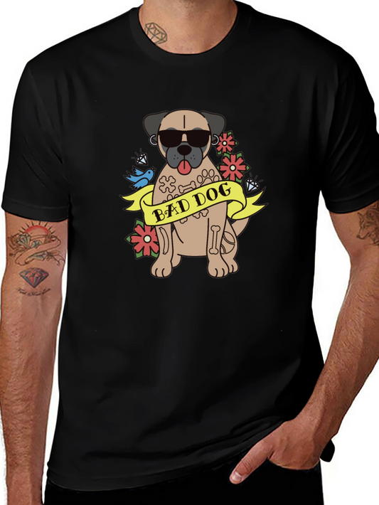 Camiseta Negra Bad Dog Estilo Tatuaje