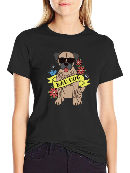 Camiseta Negra Bad Dog Estilo Tatuaje