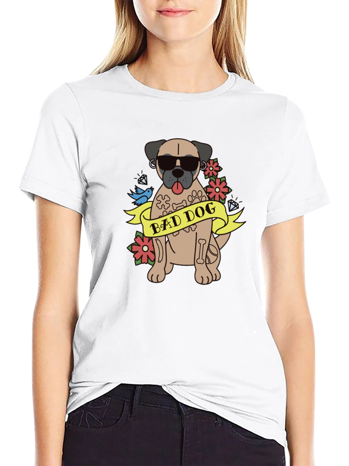 Camiseta Negra Bad Dog Estilo Tatuaje