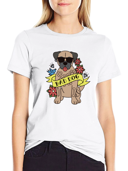 Camiseta Negra Bad Dog Estilo Tatuaje