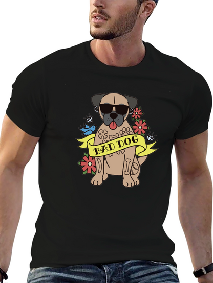Camiseta Negra Bad Dog Estilo Tatuaje