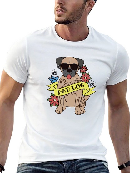 Camiseta Negra Bad Dog Estilo Tatuaje