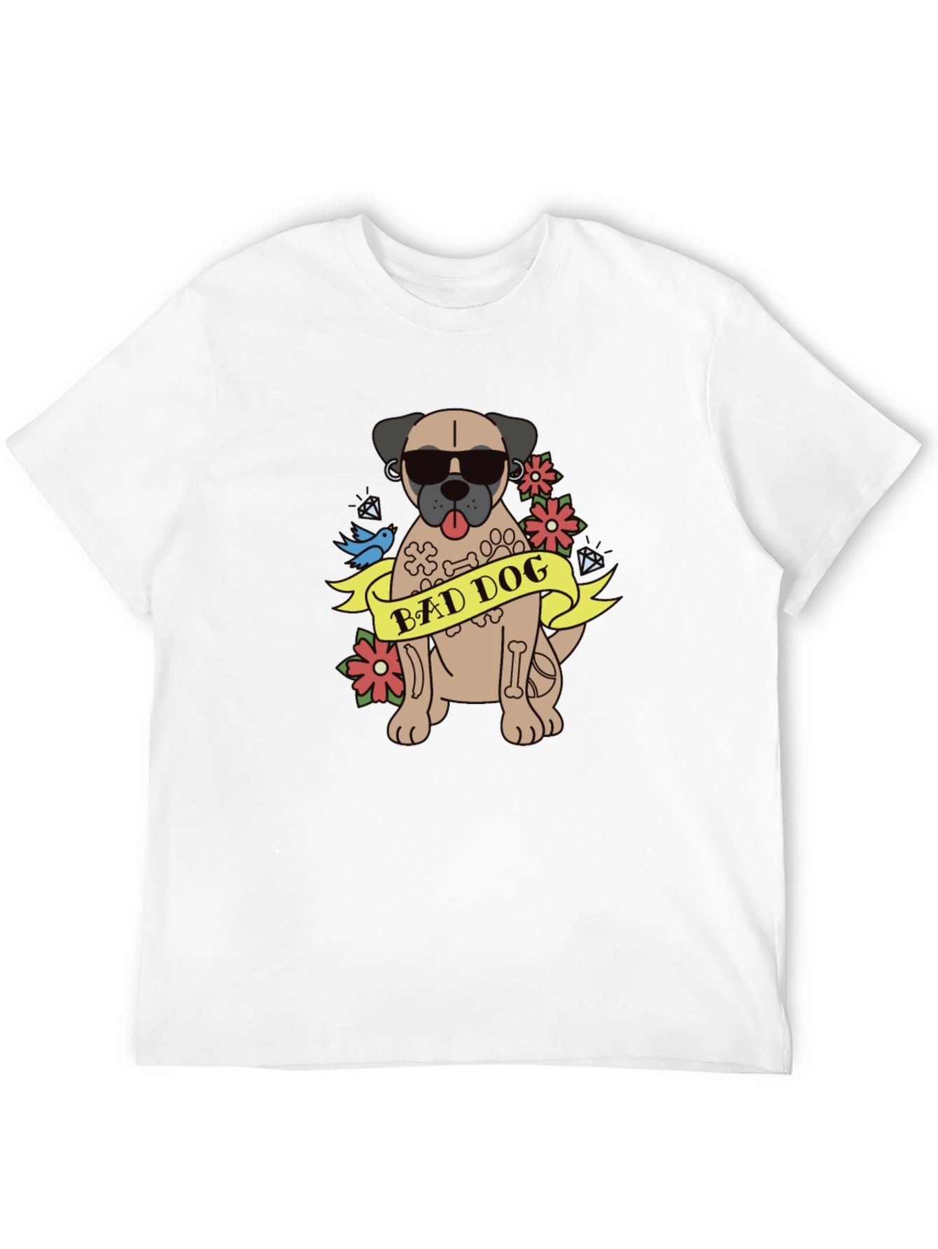Camiseta Negra Bad Dog Estilo Tatuaje