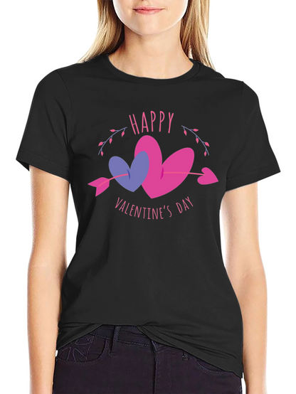 Camiseta Negra San Valentín Corazones