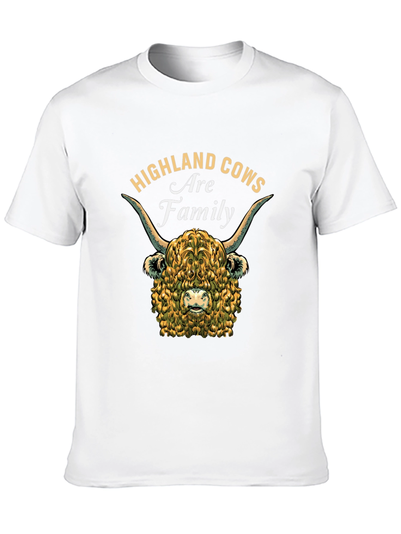Camiseta Negra con Diseño de Vaca Highland Familiar