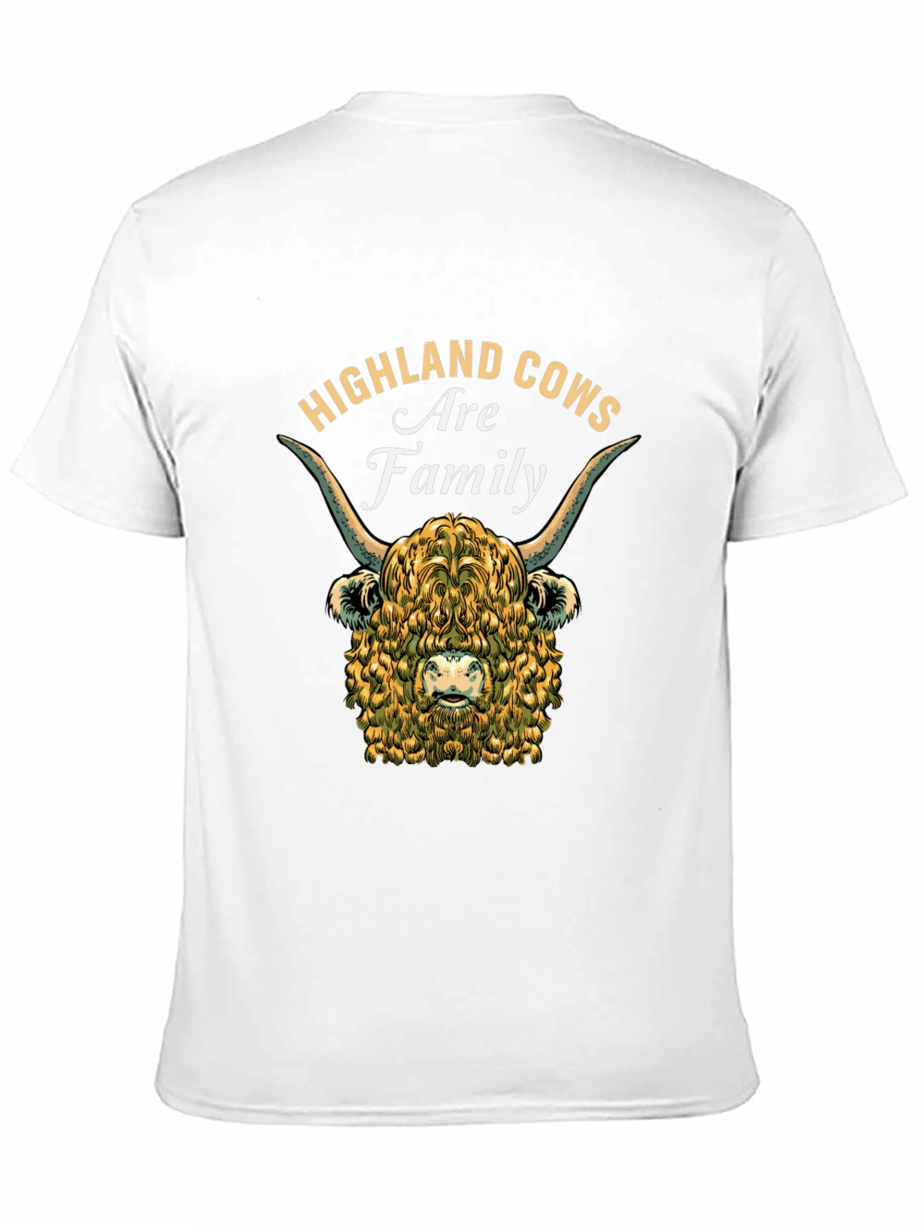 Camiseta Negra con Diseño de Vaca Highland Familiar