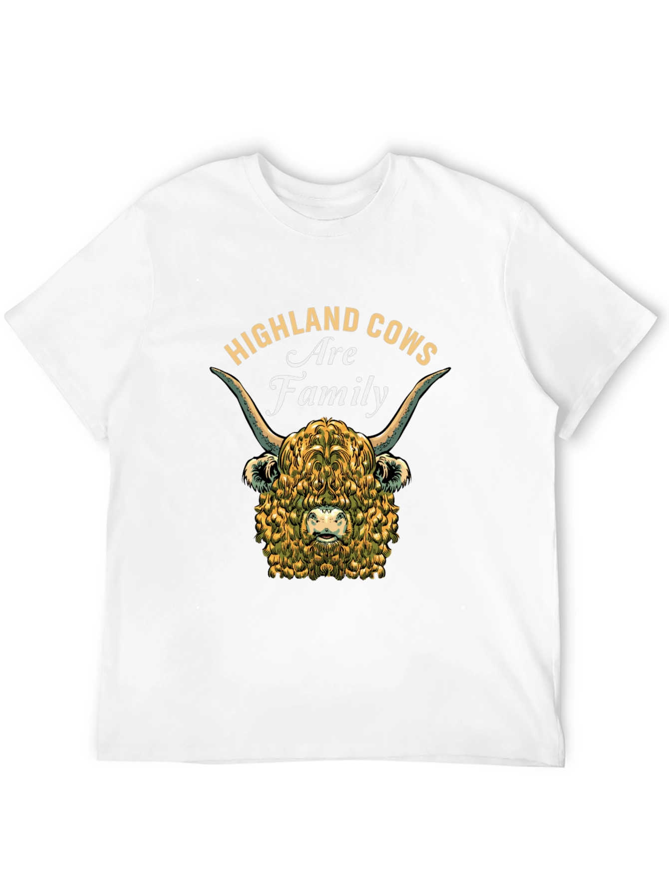 Camiseta Negra con Diseño de Vaca Highland Familiar
