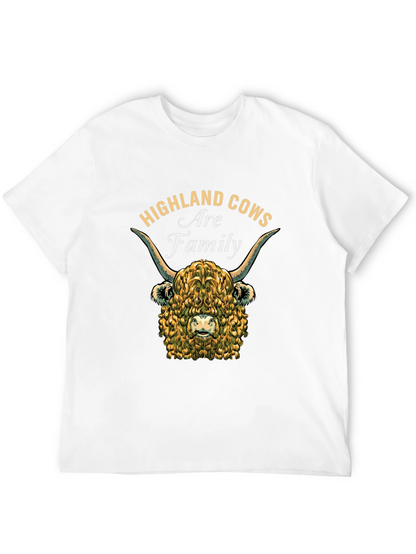 Camiseta Negra con Diseño de Vaca Highland Familiar