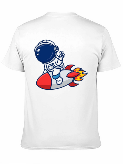 Camiseta Negra con Diseño Astronauta en Cohete