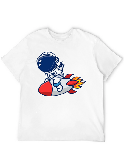 Camiseta Negra con Diseño Astronauta en Cohete