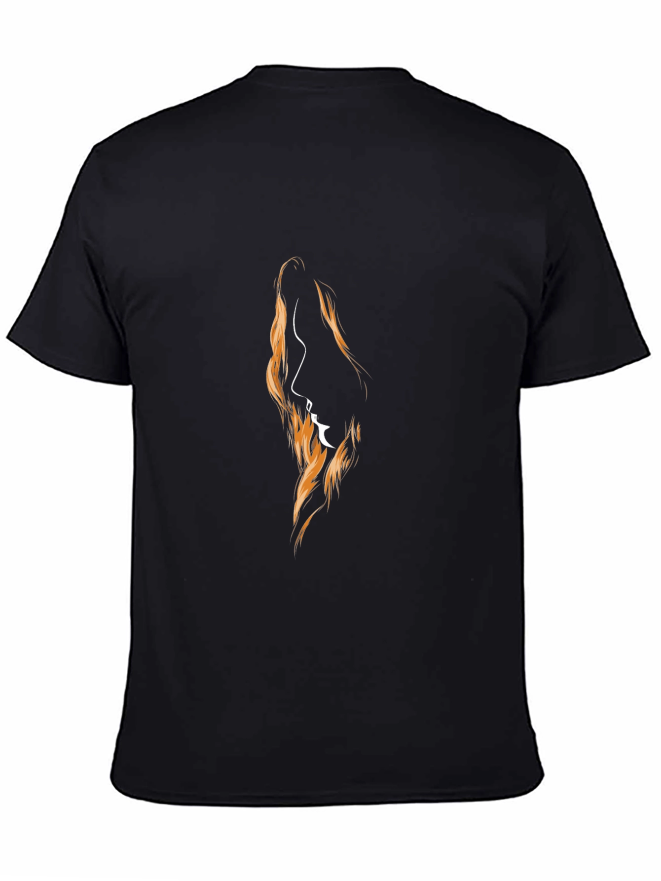 Camiseta Negra con Diseño Abstracto de Perfil Femenino