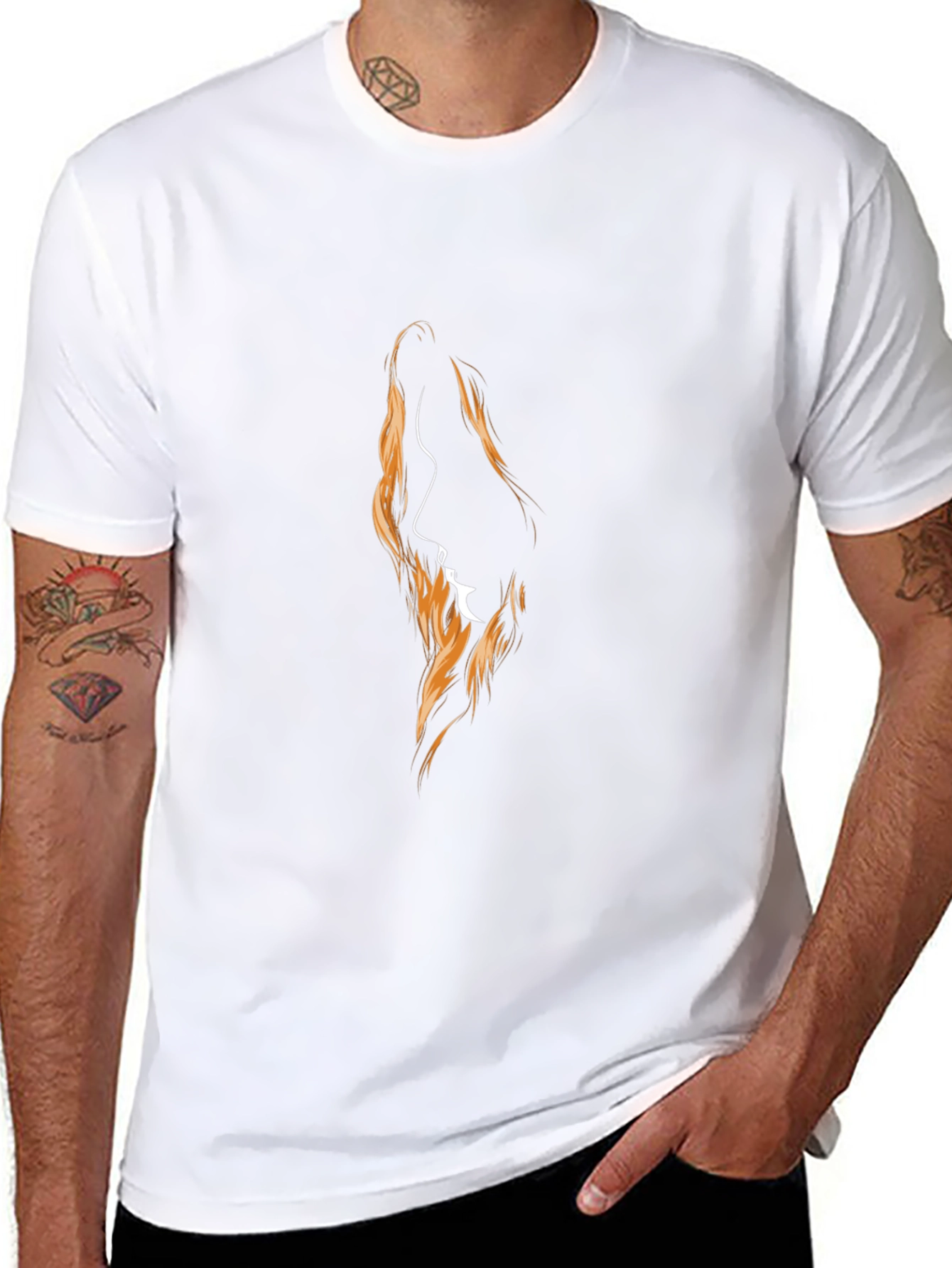 Camiseta Negra con Diseño Abstracto de Perfil Femenino