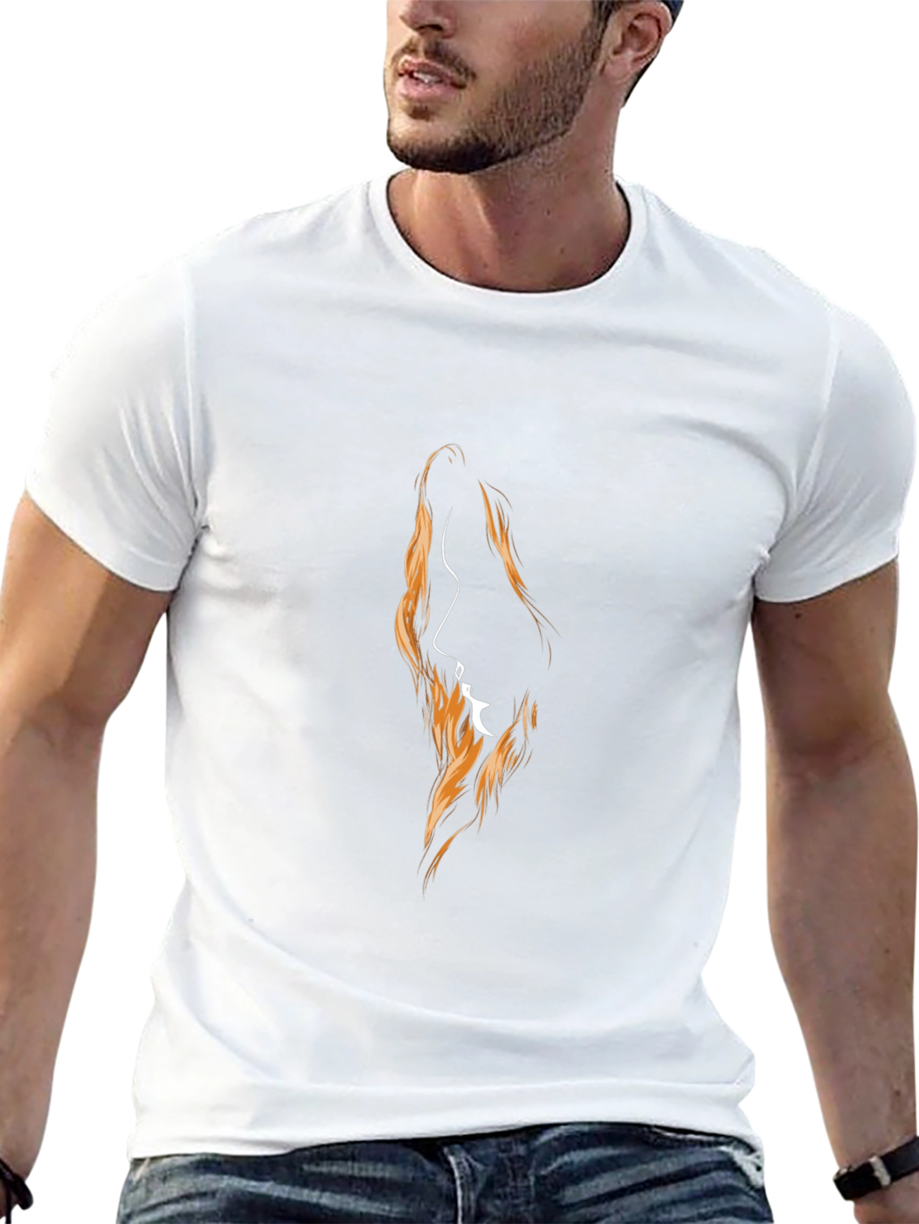 Camiseta Negra con Diseño Abstracto de Perfil Femenino