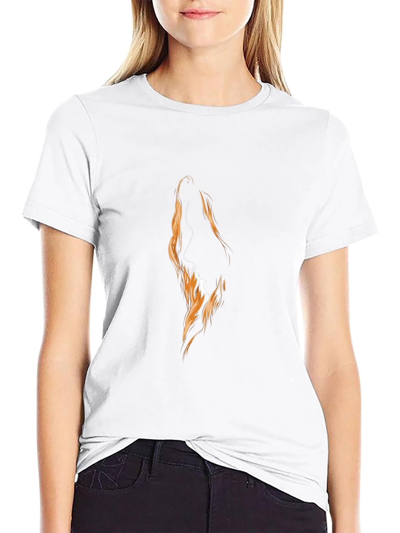 Camiseta Negra con Diseño Abstracto de Perfil Femenino