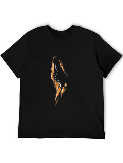 Camiseta Negra con Diseño Abstracto de Perfil Femenino
