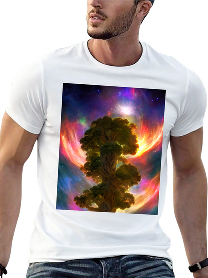 Camiseta Negra con Diseño Árbol Cósmico