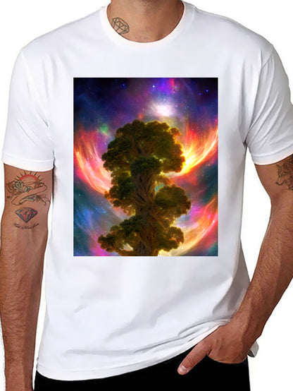 Camiseta Negra con Diseño Árbol Cósmico