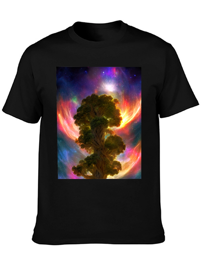 Camiseta Negra con Diseño Árbol Cósmico