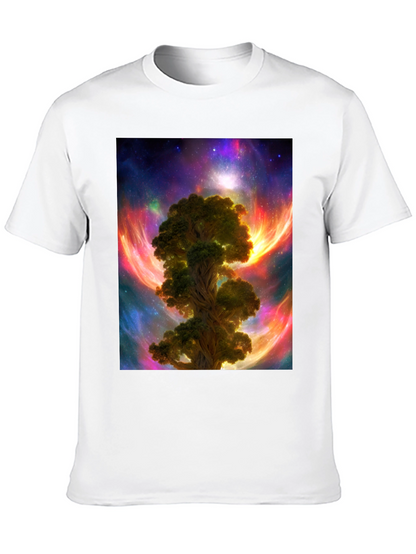 Camiseta Negra con Diseño Árbol Cósmico