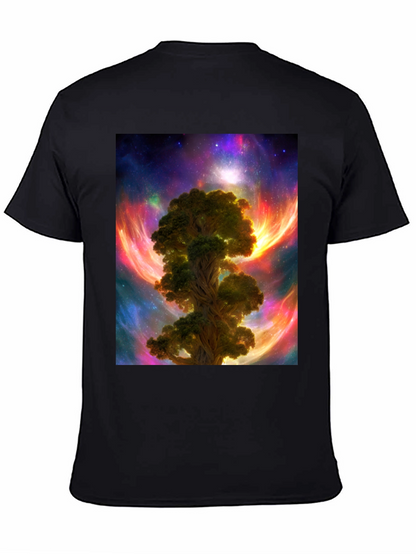 Camiseta Negra con Diseño Árbol Cósmico