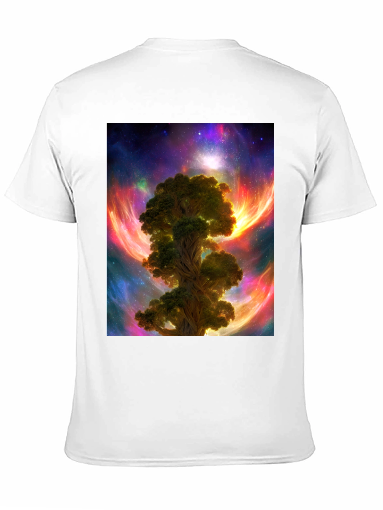 Camiseta Negra con Diseño Árbol Cósmico