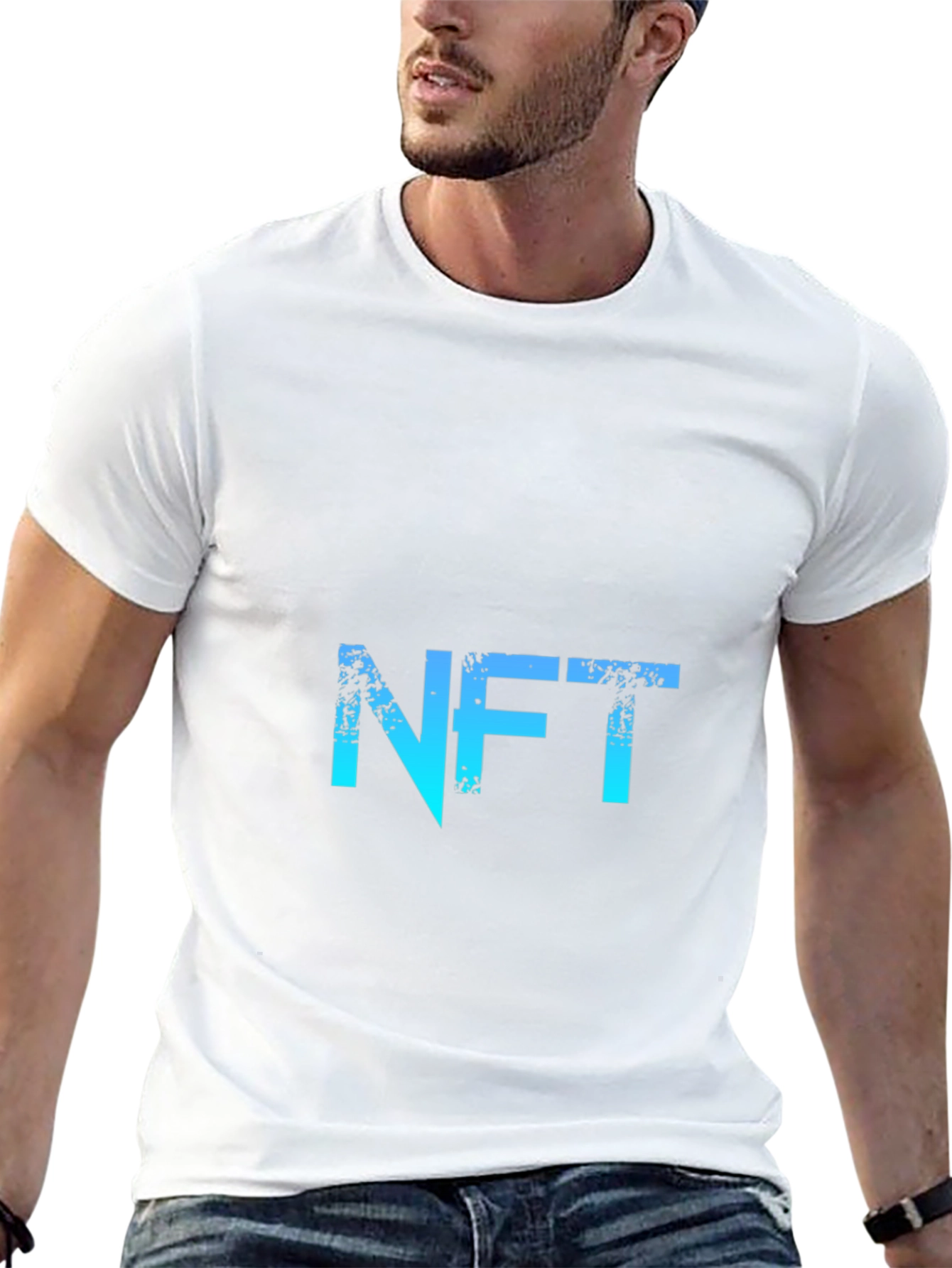 Camiseta NFT Negra con Diseño Gráfico Degradado