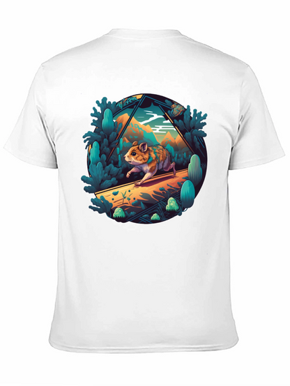 Camiseta Negra con Diseño de Hámster Aventurero