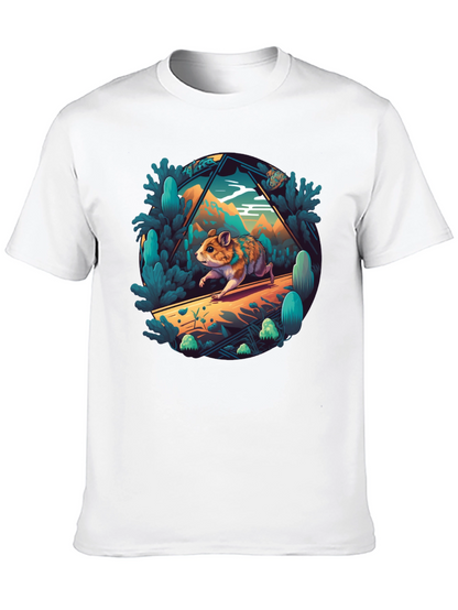 Camiseta Negra con Diseño de Hámster Aventurero